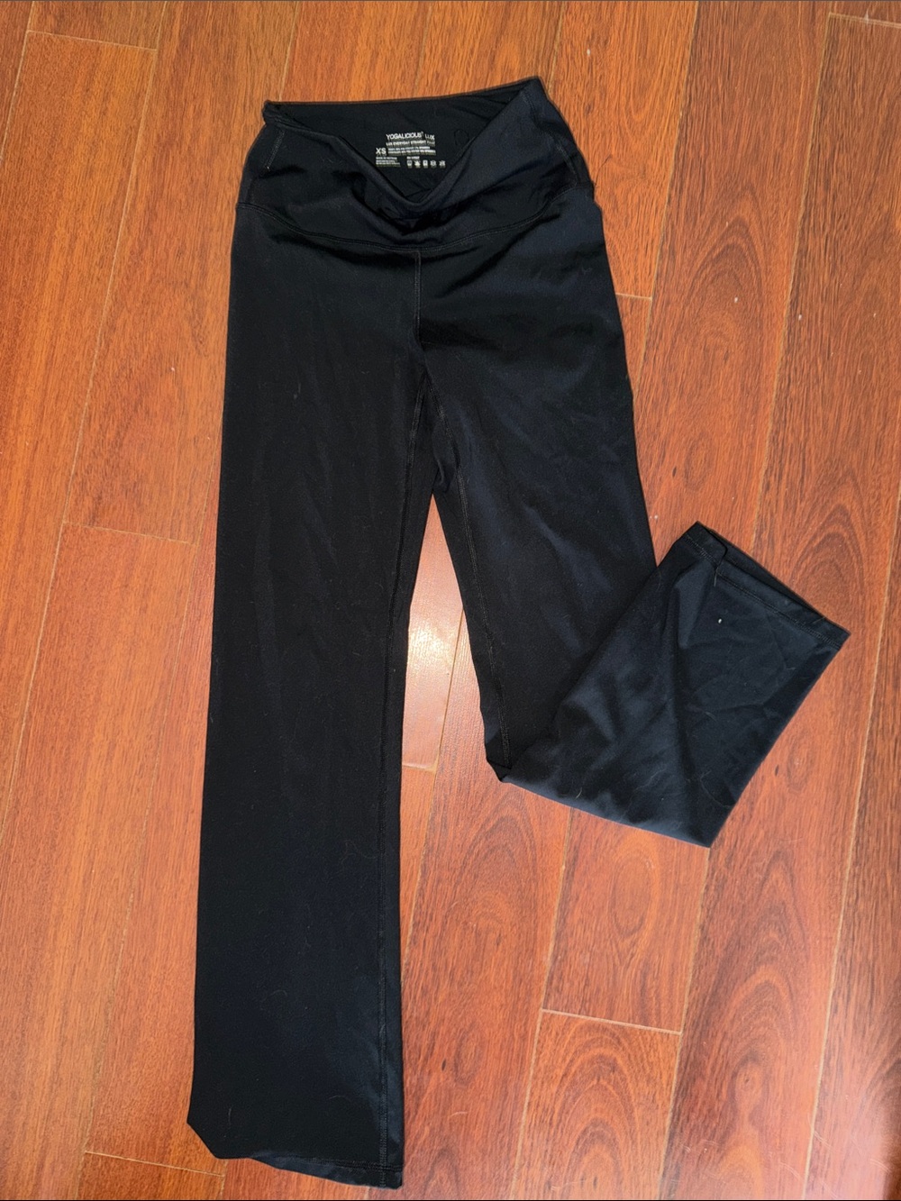 Yogalicious Black Straight Leg Yoga Pants with High Waist
